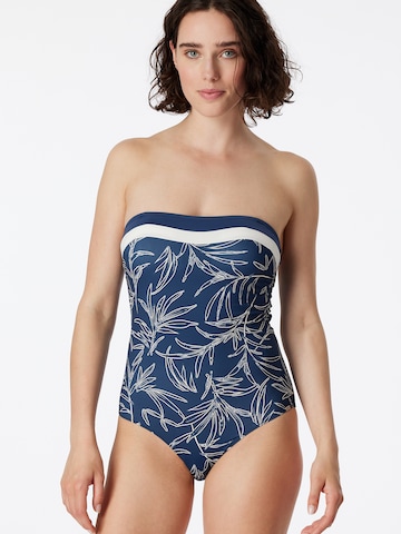 SCHIESSER Bandeau Swimsuit ' Ocean Swim ' in Blue: front