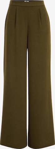 WE Fashion Zvonové kalhoty Kalhoty se sklady v pase – zelená: přední strana
