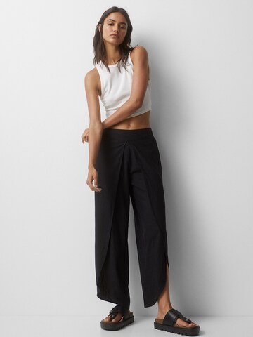 Pull&Bear Wide Leg Hose in Schwarz