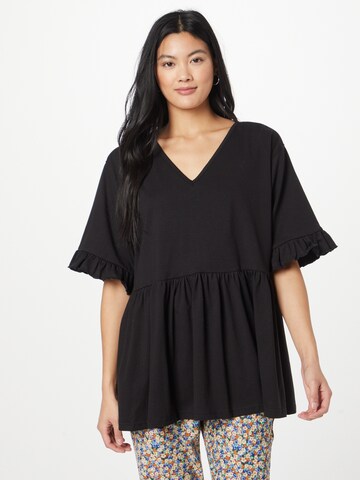 Nasty Gal Oversized shirt in Black: front