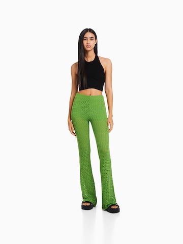 Bershka Flared Pants in Green