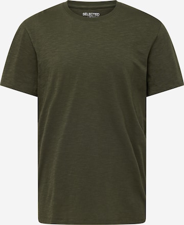 T-Shirt 'SLHASPEN' SELECTED en vert : devant