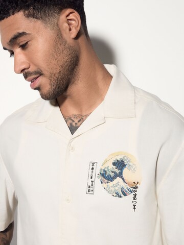 Next Regular fit Button Up Shirt in Beige
