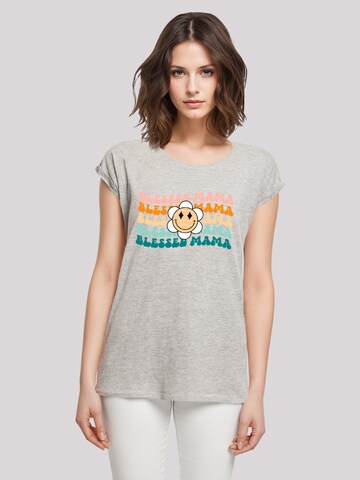 F4NT4STIC Shirt 'Mothers Day Blessed Mama Playful Lettering Vintage Inspired' in Grey: front