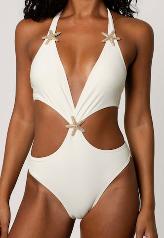 Moda Minx Triangel Badeanzug in Beige