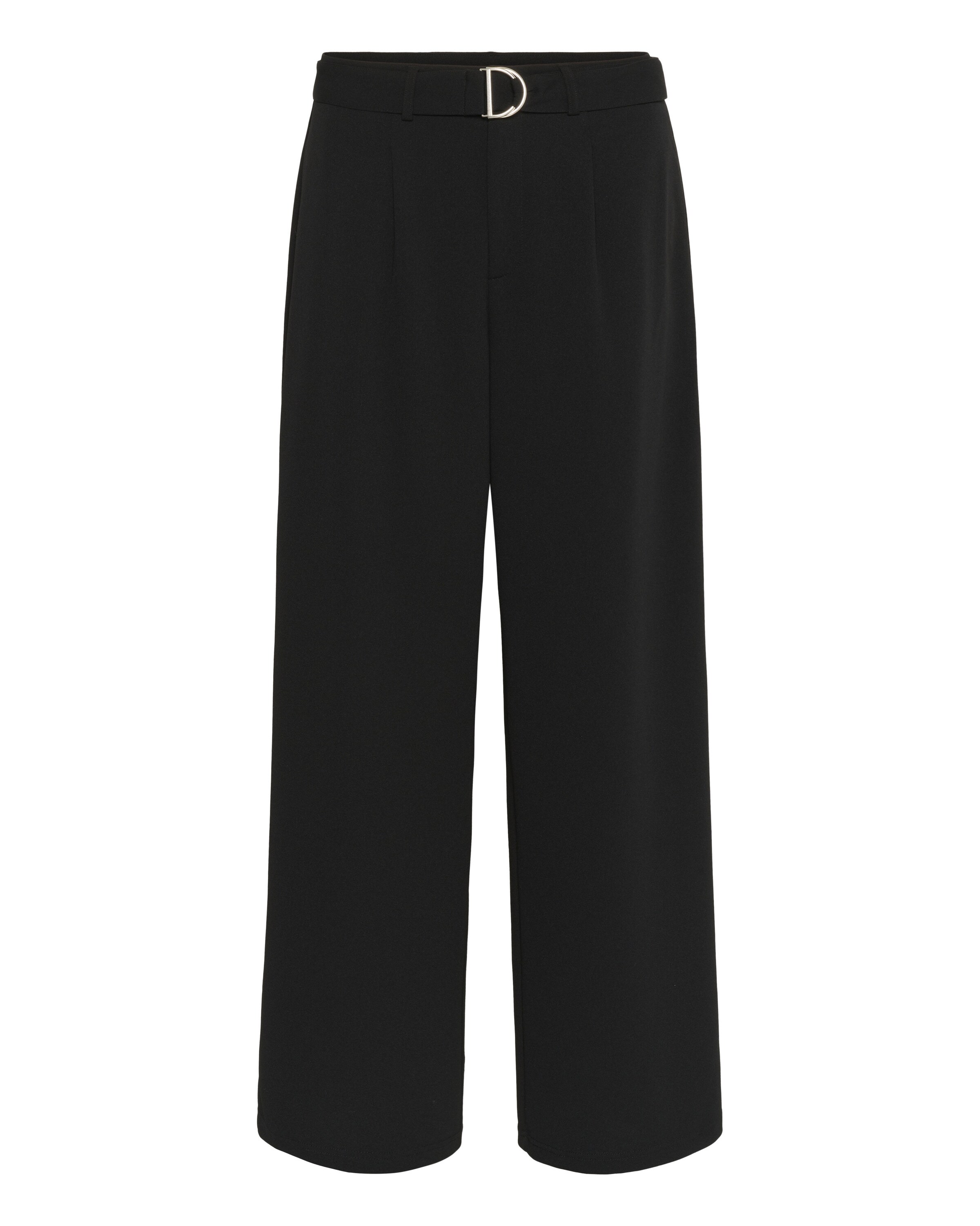 Kaffe Wide leg Bandplooibroek 'Thea' in Zwart: voorkant