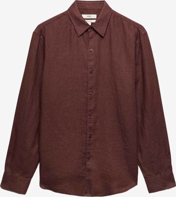 Coupe regular Chemise Marks & Spencer en marron : devant