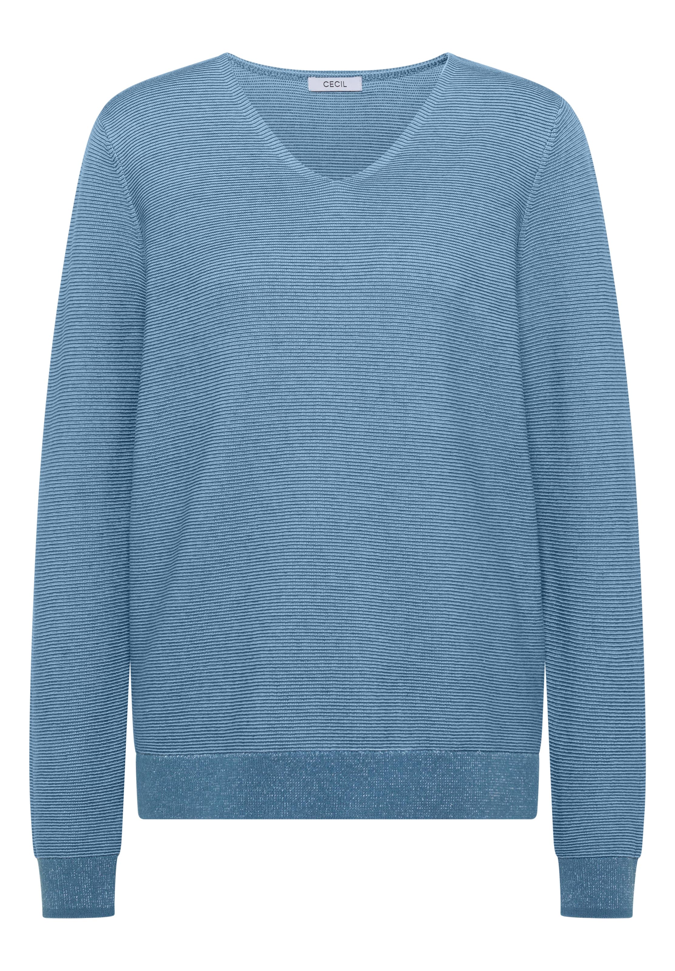 CECIL Pullover im Two-Tone-Look mit V-Neck in Blau: Vorderseite