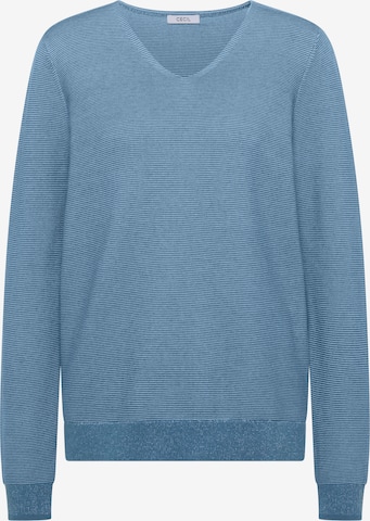 CECIL Pullover im Two-Tone-Look mit V-Neck in Blau: Vorderseite