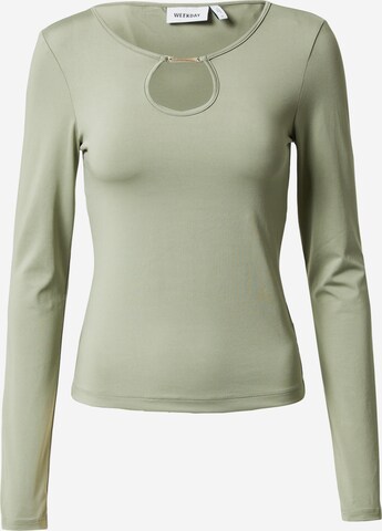 WEEKDAY Shirt 'Enya' in Green: front