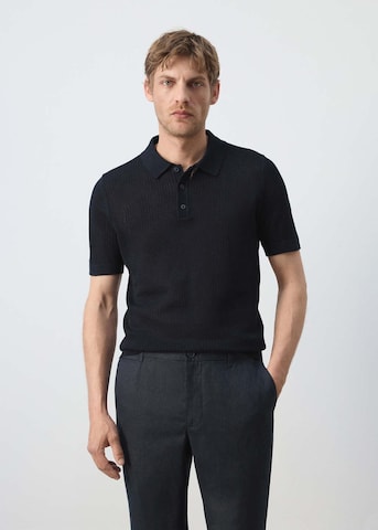 MANGO MAN Shirt 'Pointele' in Blue: front