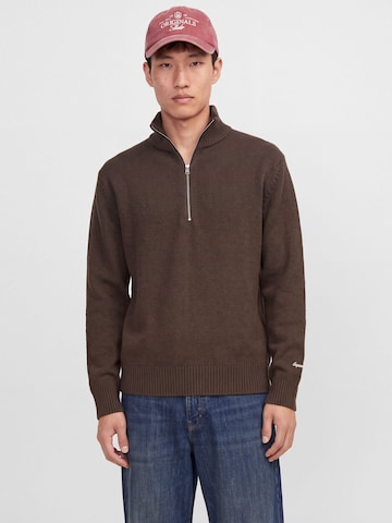 JACK & JONES Sweater 'JORNorrebro' in Brown: front