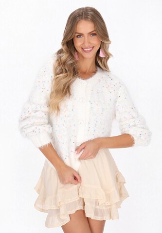 IZIA Gebreid vest in Wit: voorkant