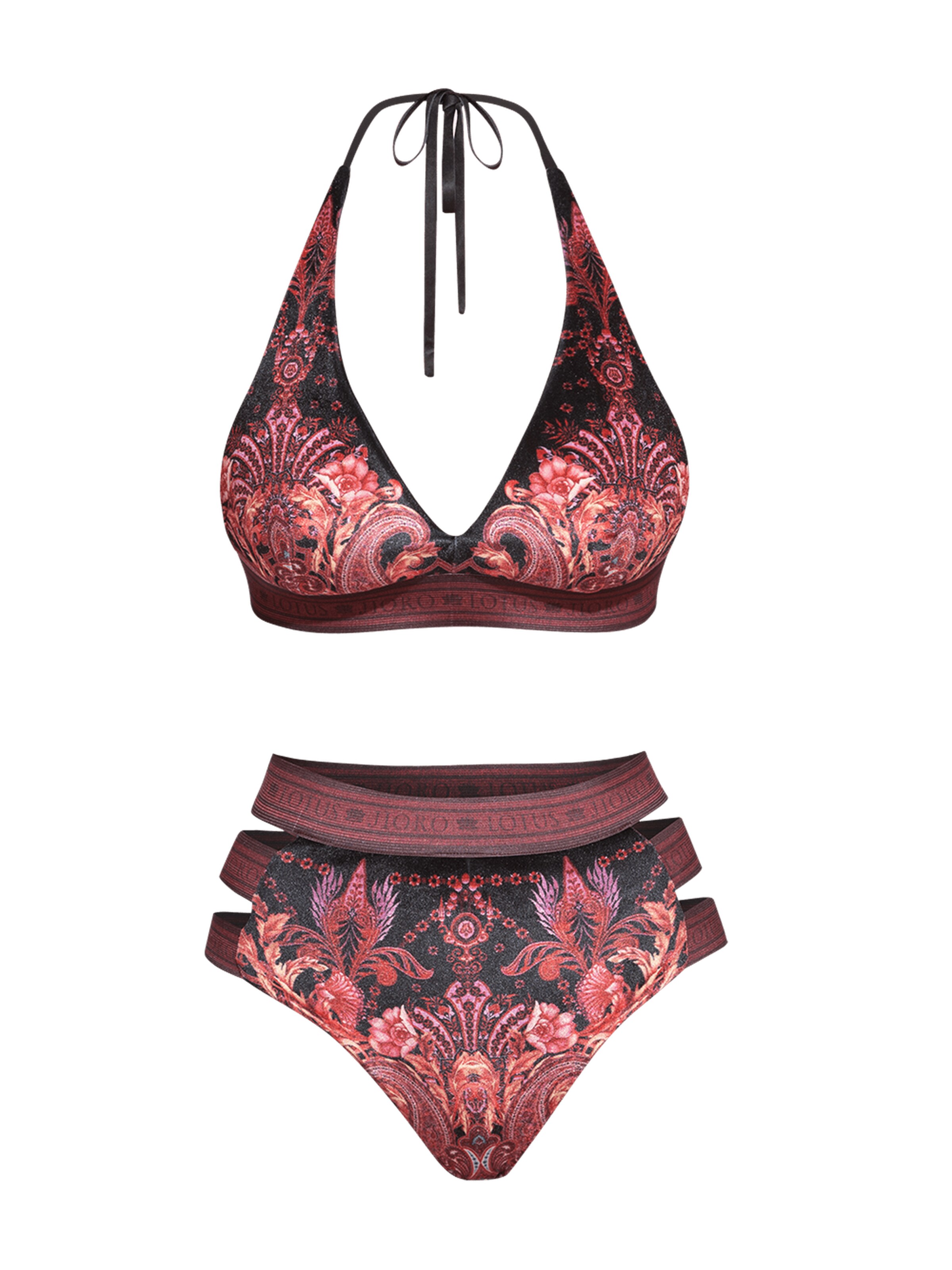 JIORO Triangel Bikinitop 'PAISLEY DARK' in Gemengde kleuren