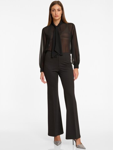 Ana Alcazar Flared Trousers with creases 'Anuri' in Black