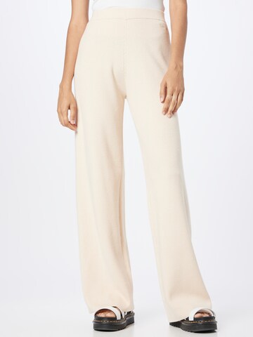 Calvin Klein Wide leg Broek in Beige: voorkant