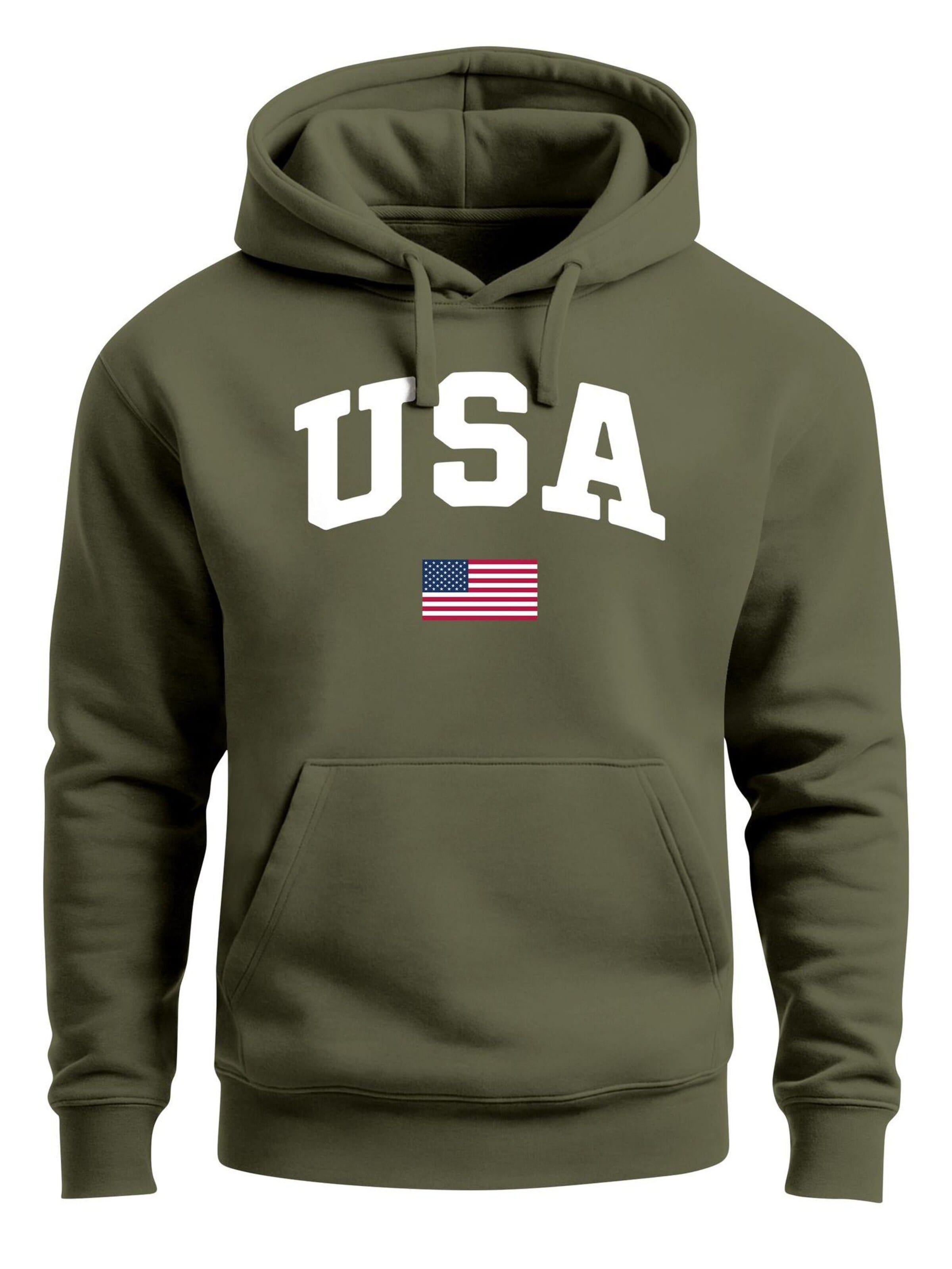 Neverless Sweatshirt 'USA Flag' in Green: front