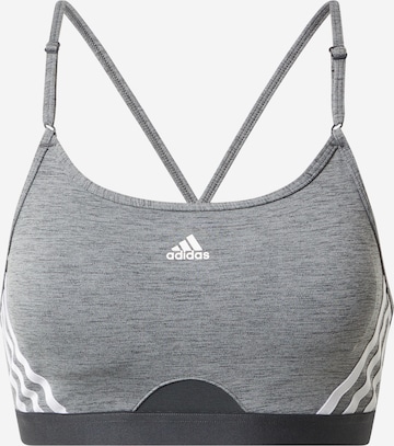 ADIDAS SPORTSWEAR Korzetová Sportovní podprsenka 'Aeroreact Light-Support 3-Stripes' – šedá: přední strana