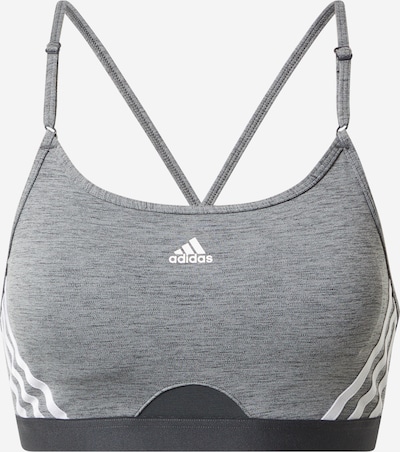 ADIDAS SPORTSWEAR Soutien-gorge de sport 'Aeroreact Light-Support 3-Stripes' en gris / noir / blanc, Vue avec produit