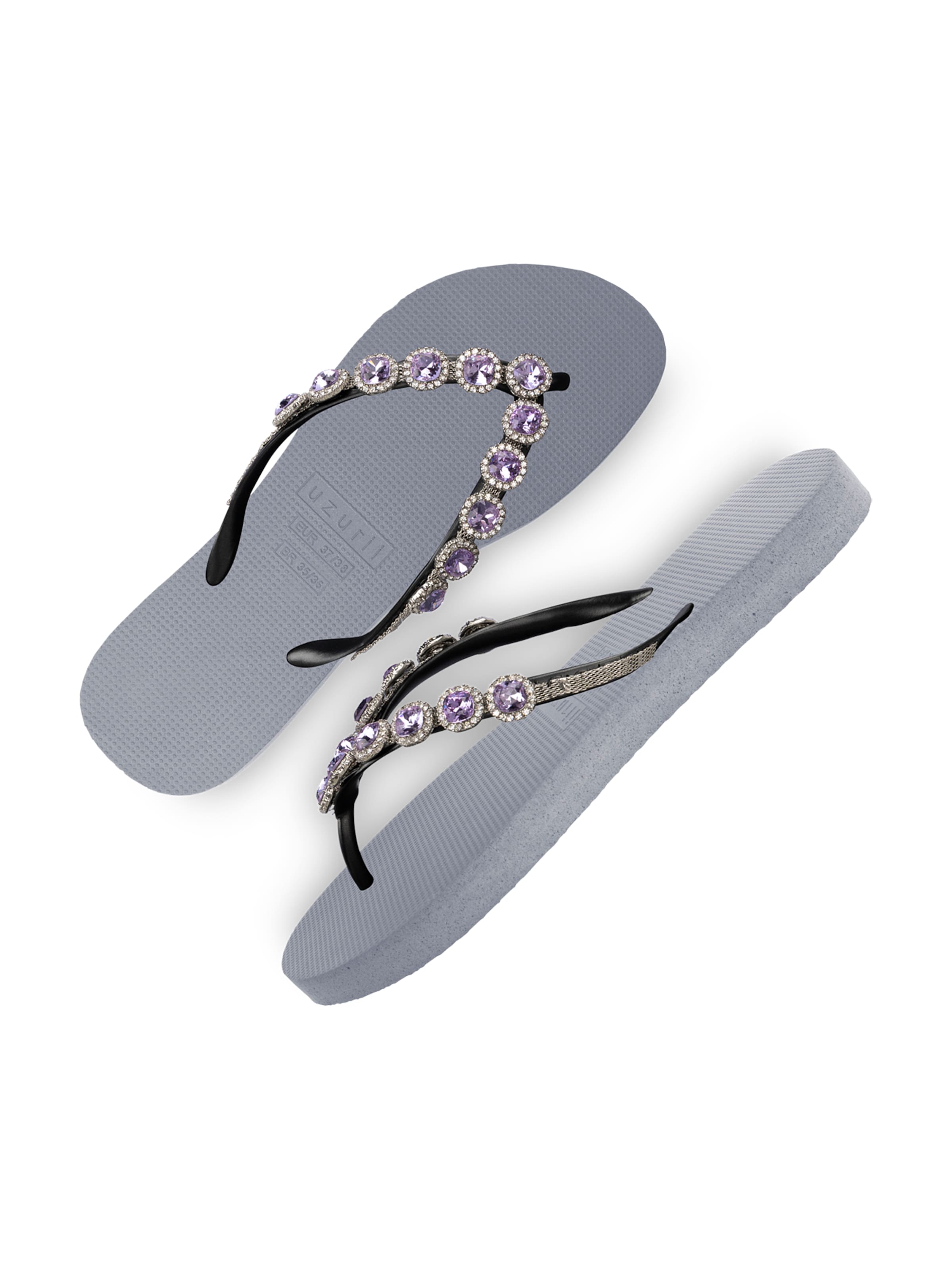 Uzurii Luxury Footwear Zehentrenner 'Beatrix Lila' in Silber
