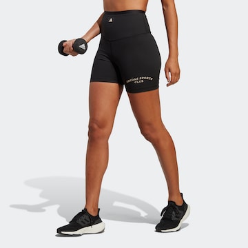 ADIDAS PERFORMANCE Skinny Sportbroek 'Sports Club High-Waist' in Zwart: voorkant