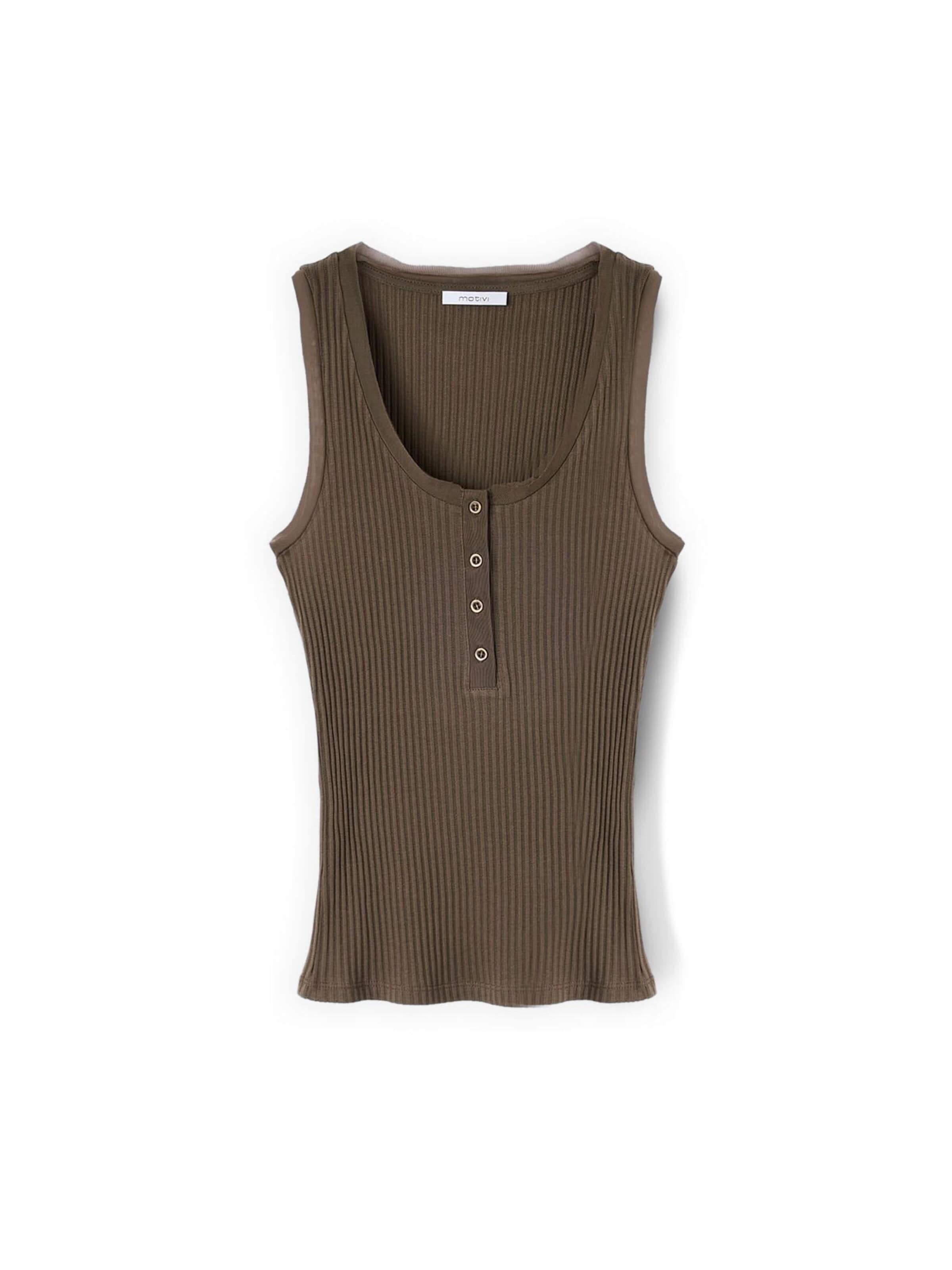 MOTIVI Top in Bruin: voorkant