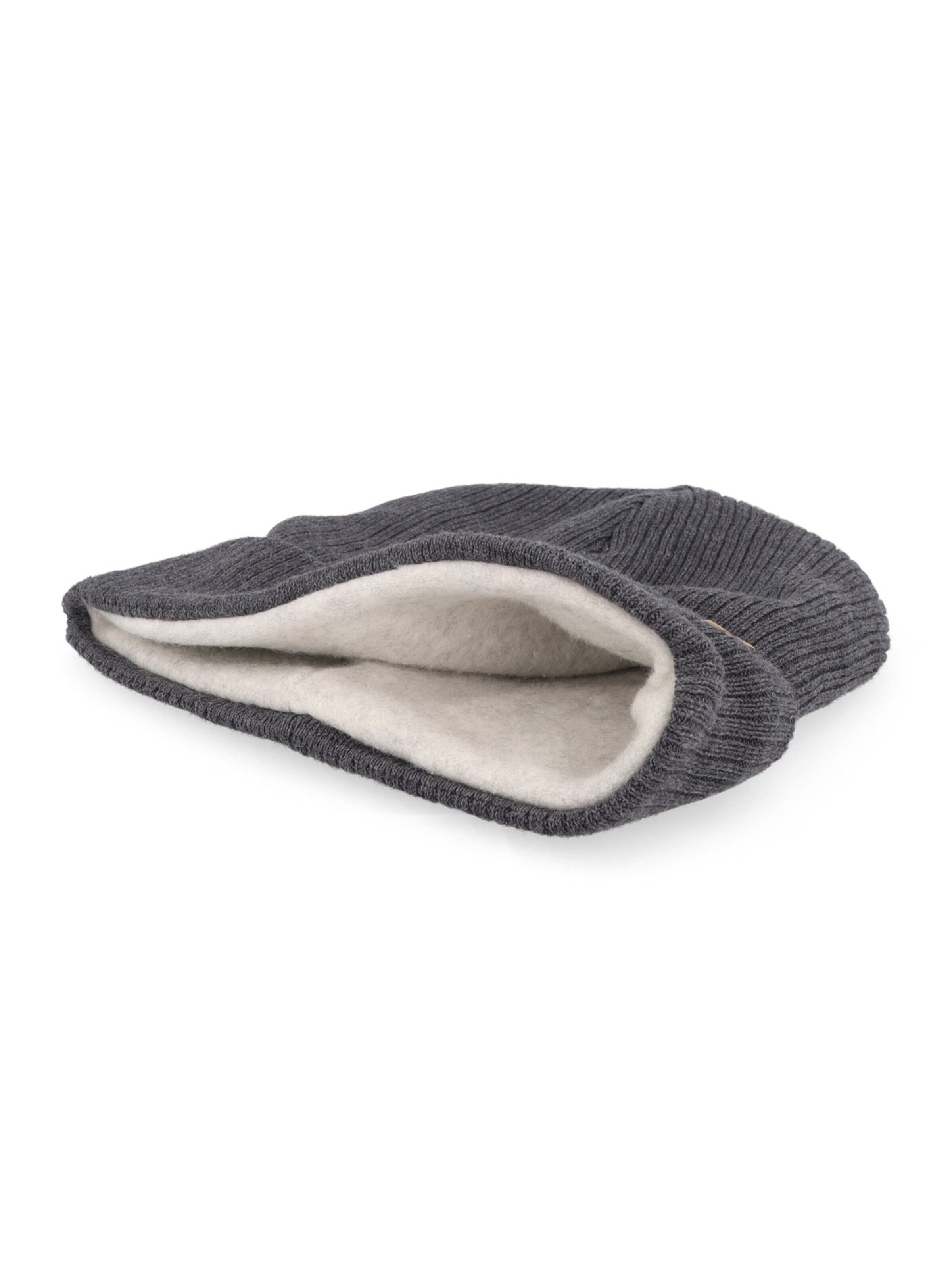 MAXIMO Beanie 'GOTS MINI-Mütze, Rippe Umschlagrand, Baumwollfleecefutter' in Grey