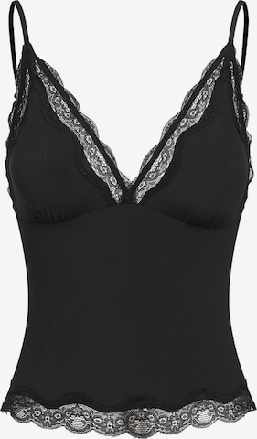 cfab Top 'Deep Neck Lace Top' in Zwart: voorkant