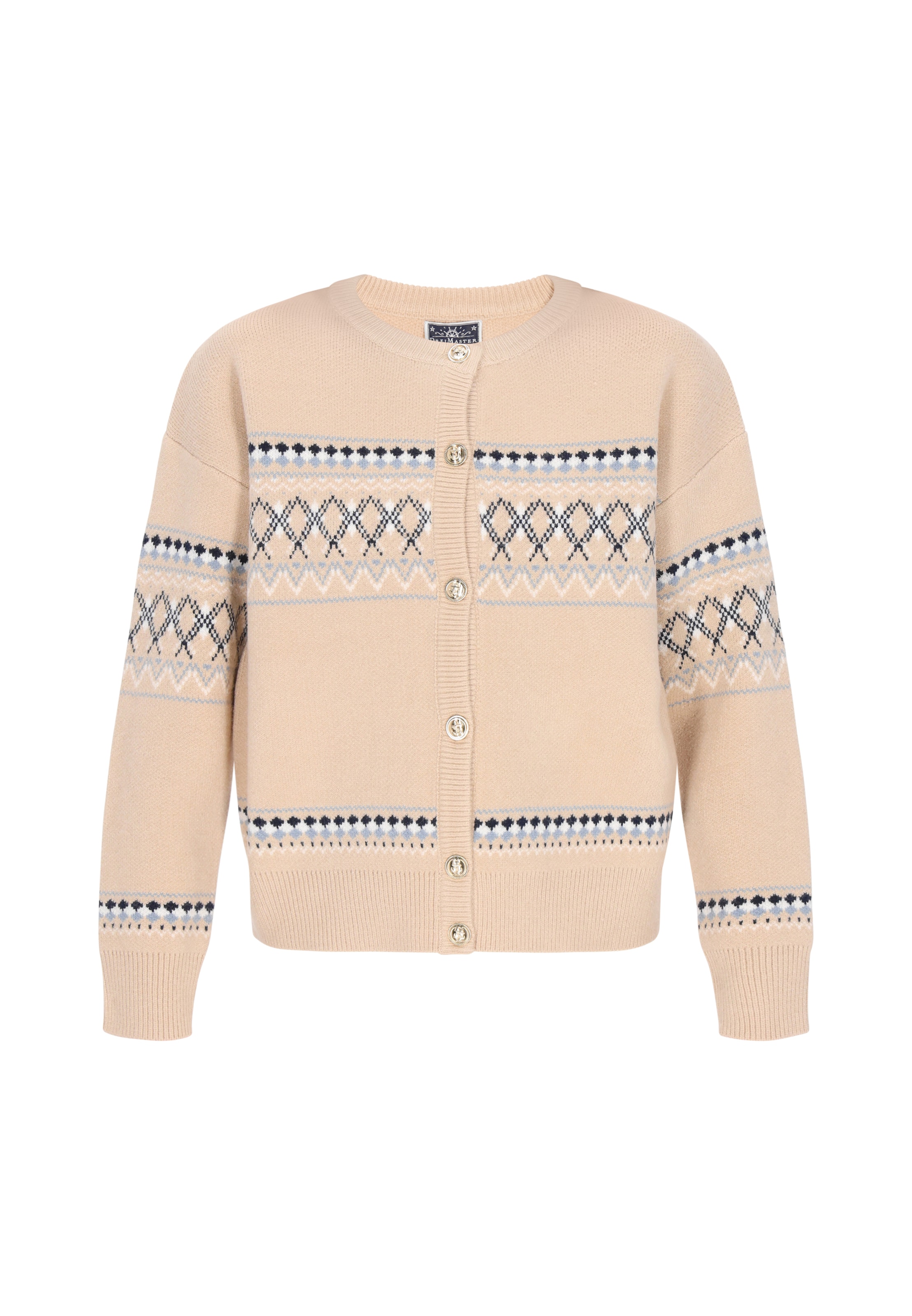 DreiMaster Maritim Cárdigan en arena / turquesa / gris / negro, Vista del producto