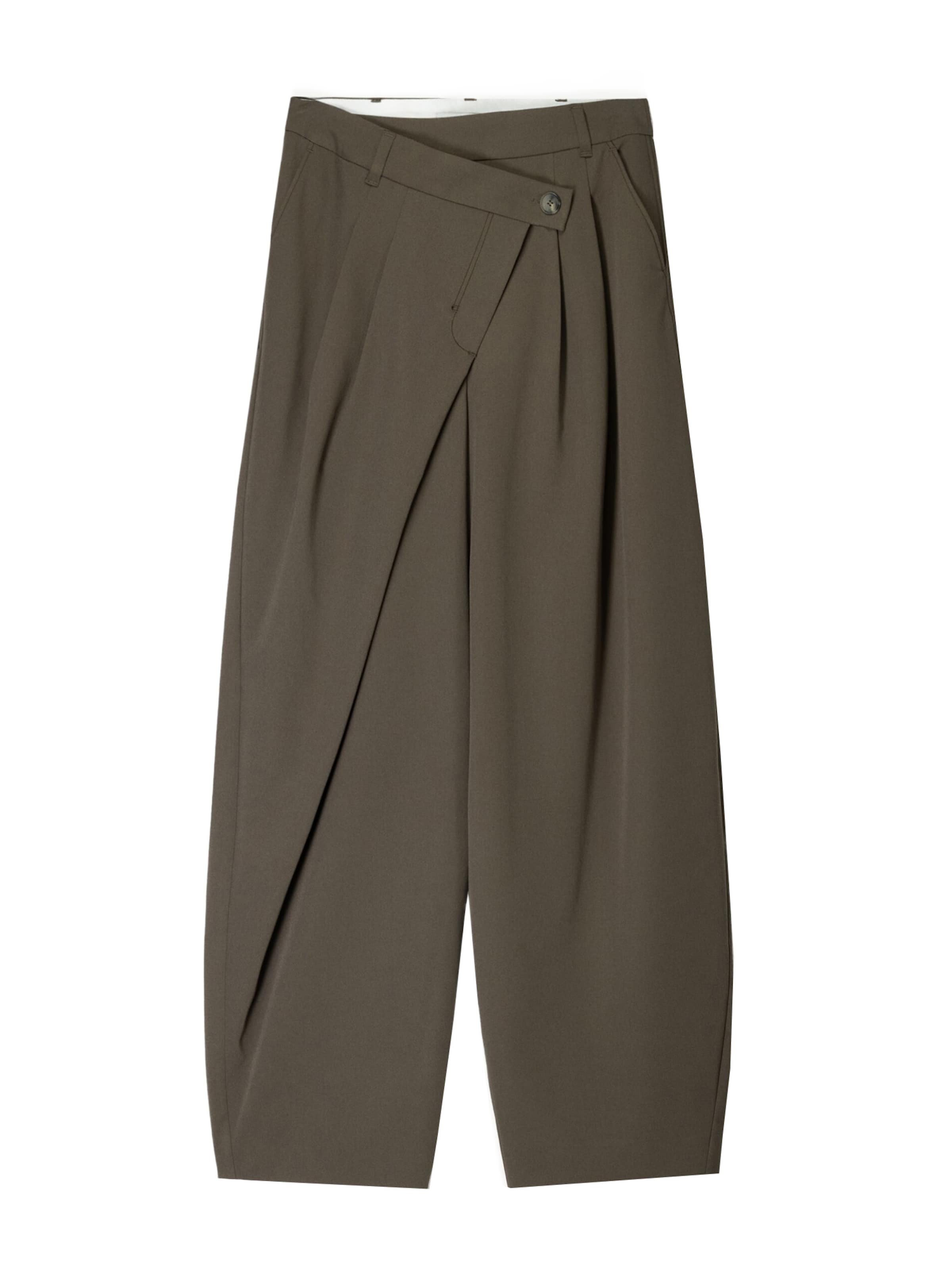 Baggy Pantalon à pince Bershka en marron : devant