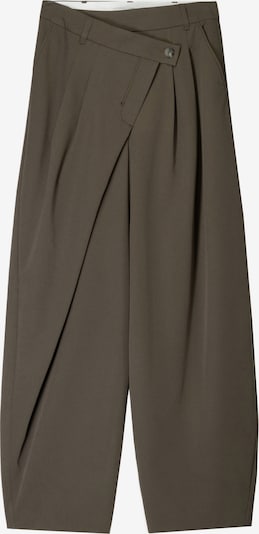 Bershka Pantalon à pince en brun foncé, Vue avec produit