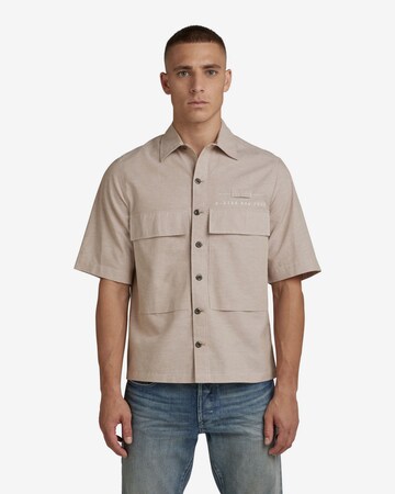 G-Star RAW Slim fit Button Up Shirt in Beige: front