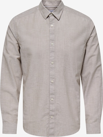 Only & Sons Button Up Shirt in Beige: front
