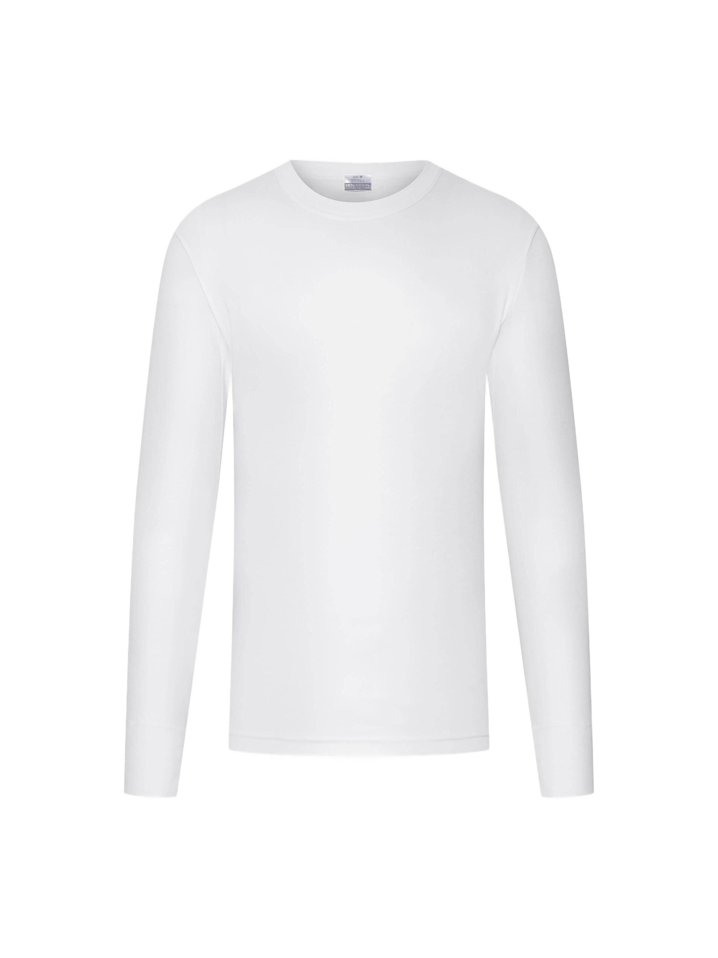 Henderson Shirt 'Baumwoll-Langarmshirt mit Rundhals, BT-104 M' in Wit