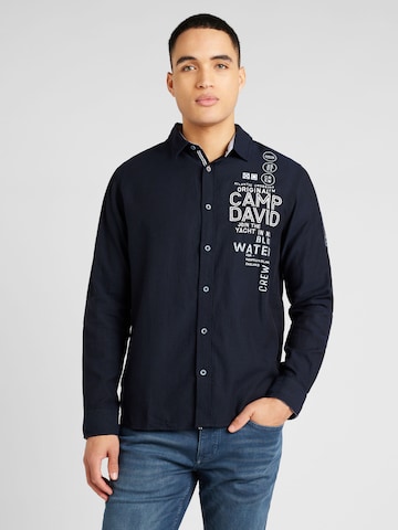 CAMP DAVID Regular fit Button Up Shirt in Blue: front