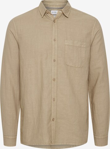 !Solid Button Up Shirt in Beige: front