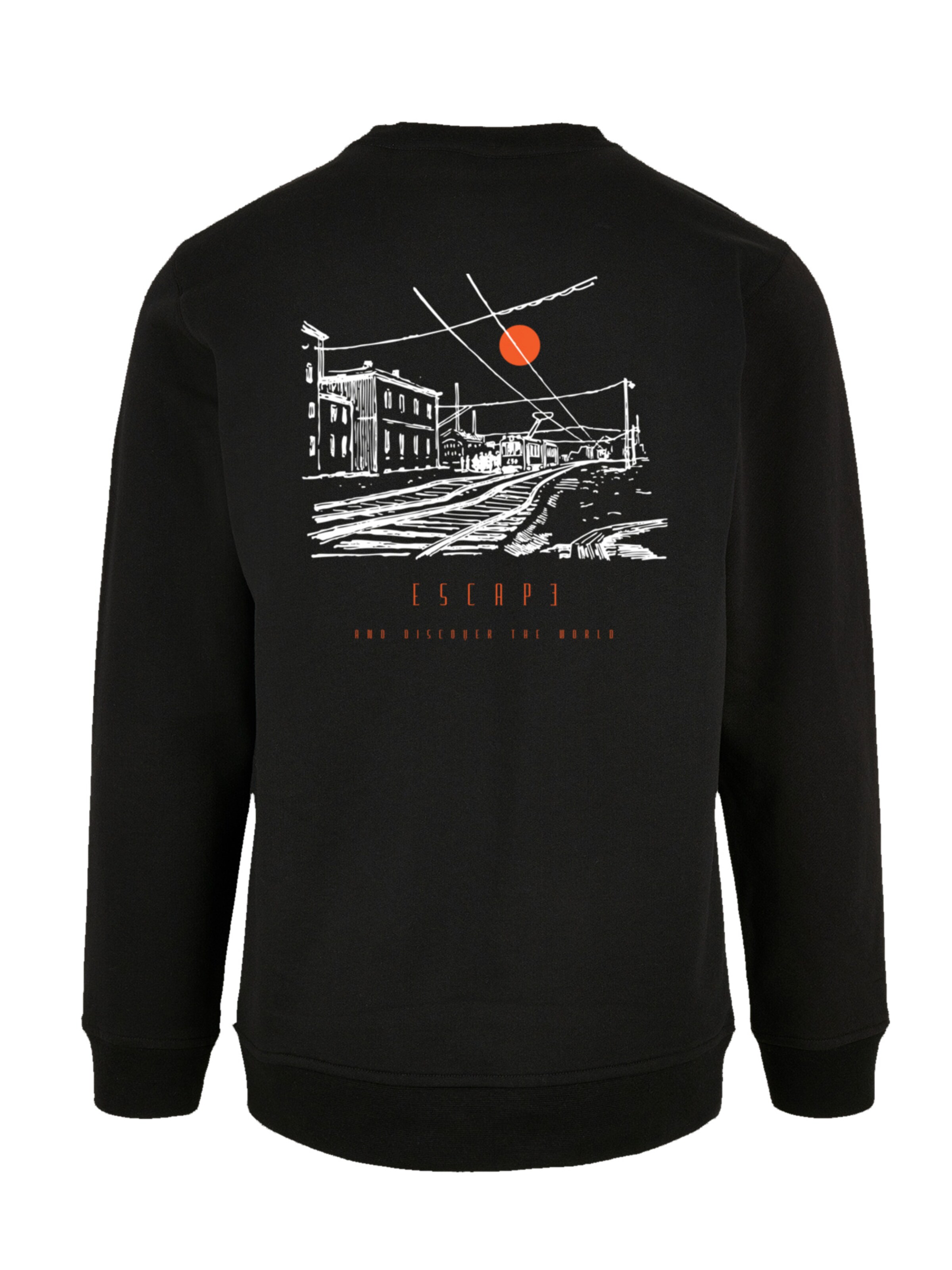 F4NT4STIC Sweatshirt 'Escape Discover the World Town Train Station' in Zwart