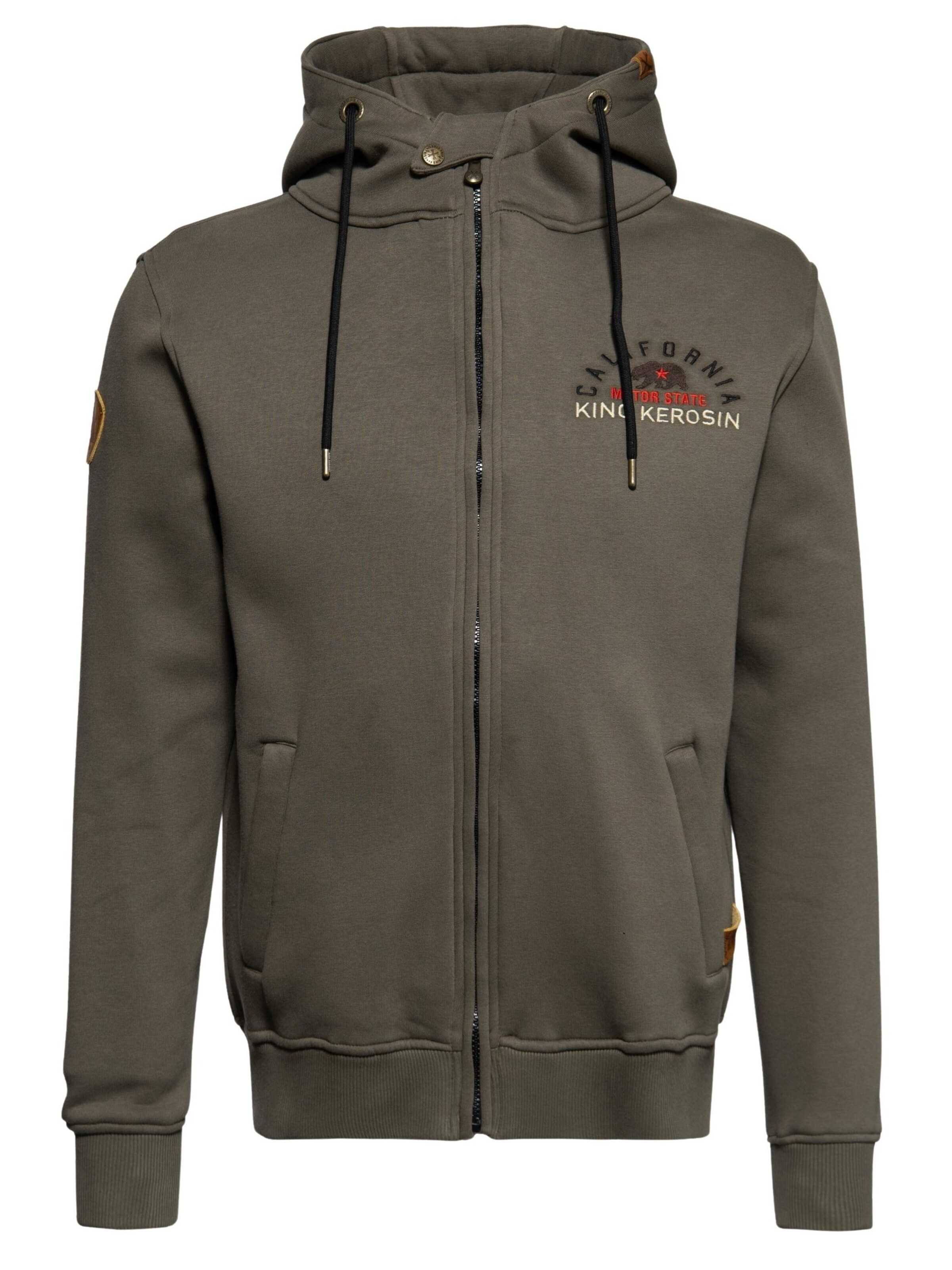 King Kerosin Zip-Up Hoodie 'Motor State California' in Olive, Item view
