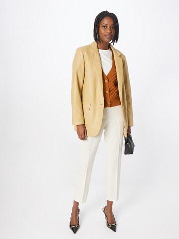 Sisley Regular Trousers with creases in Beige