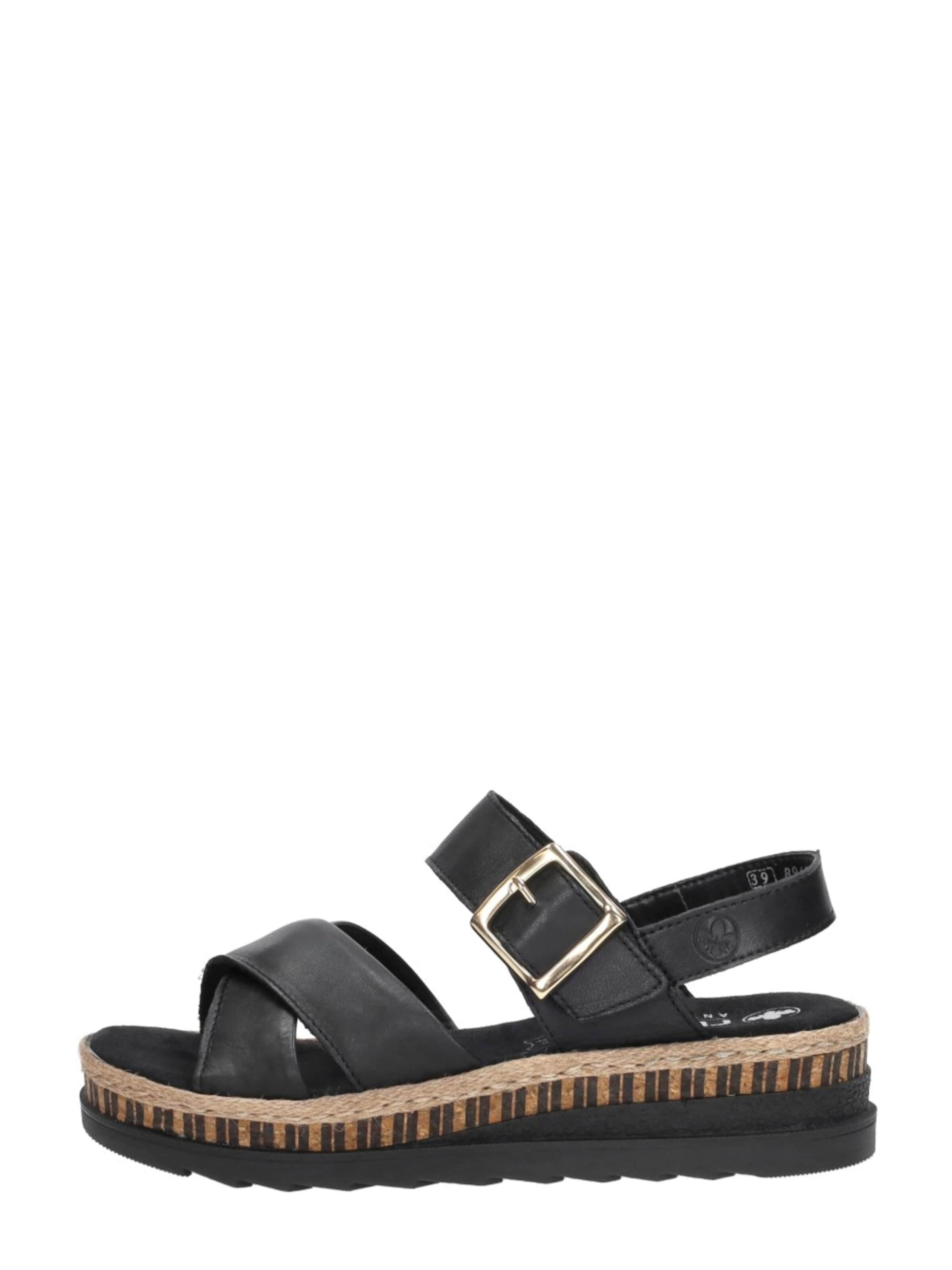 Rieker Sandal 'Sandalen Plat' in Black: front