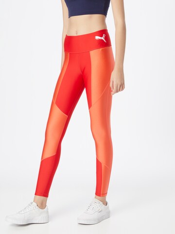 PUMA Skinny Workout Pants in Red: front