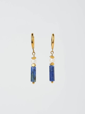 THE GEM STORIES JEWELRY Oorbellen 'Lapis Lazuli Pearl Drop Earrings' in Blauw: voorkant
