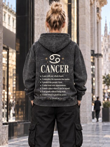 LUNØIR StudioSweater majica 'Zodiac - Cancer' - crna boja