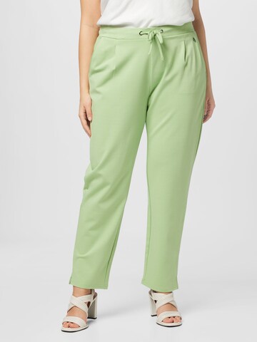 Fransa Curve Slim fit Pleat-Front Pants 'STRETCH' in Green: front