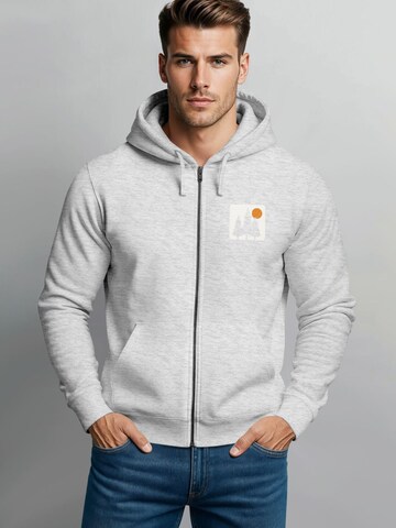 Neverless Zip-Up Hoodie 'Pine Trees' in Grey: front