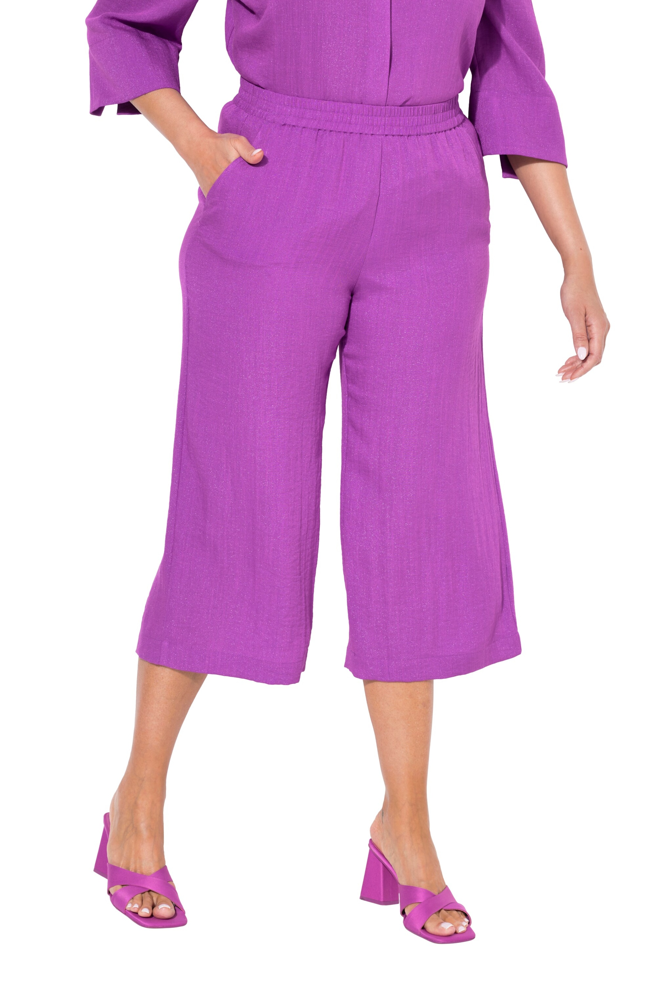 Ulla Popken Wide Leg Hose in Lila: Vorderseite