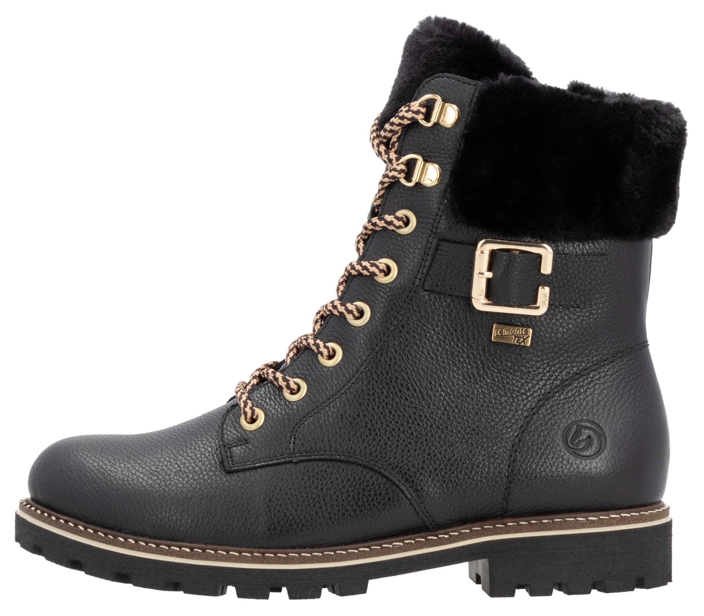 REMONTE Lace-up bootie in Black: front