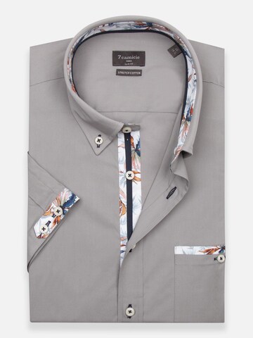 Slim fit Camicia business 'Iconic Poplin Stretch Man Shirt Short Sleeve Light Blue' di 7Camicie in grigio