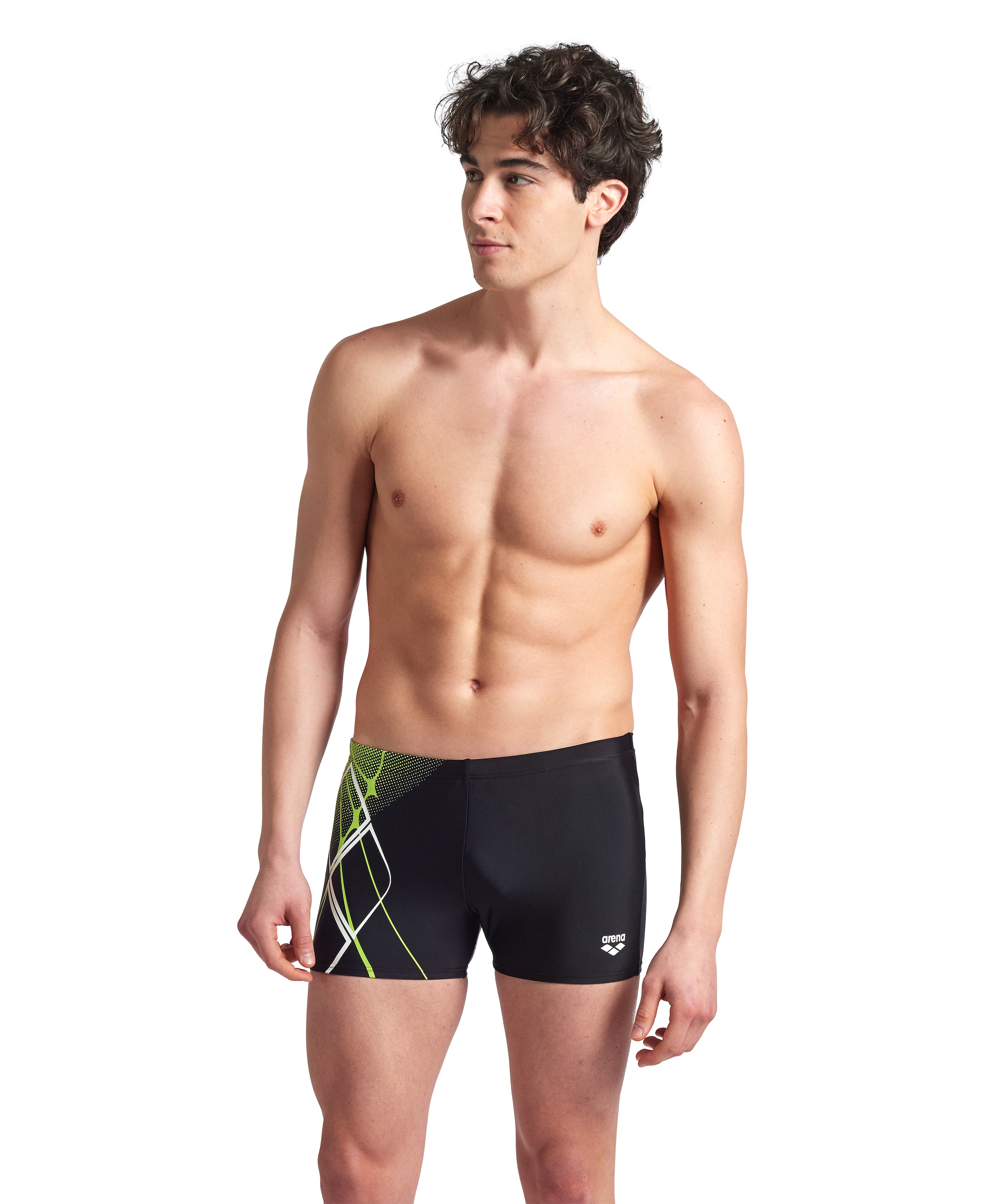 ARENA Athletic Swim Trunks in Black: front
