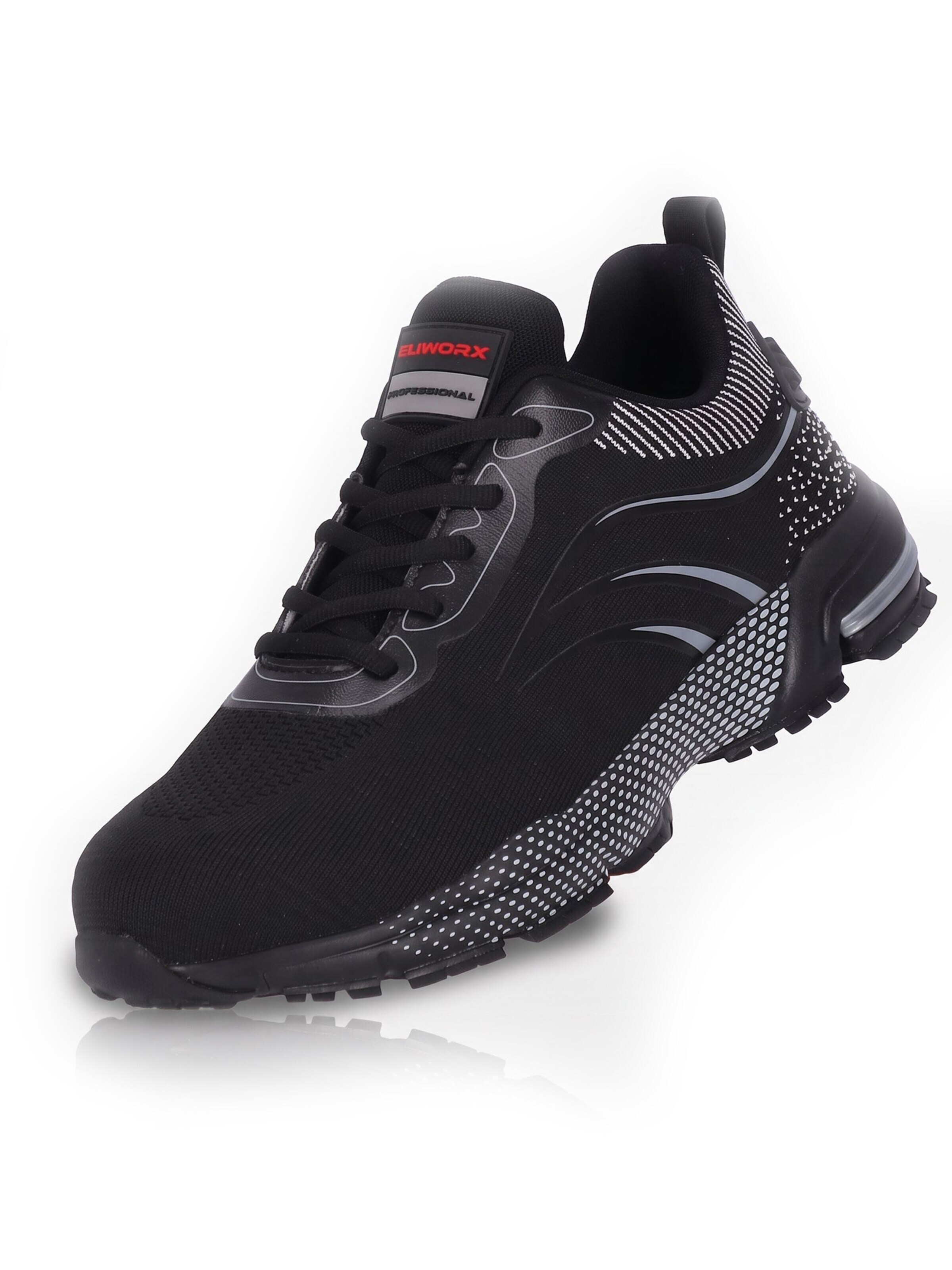 Eliworx Sneakers 'Arbeitsschuhe Damen S1 PL - Onyx Pro Atmungsaktiv - Stahlkappe - Besonders Rutschhemmend' in Black: front